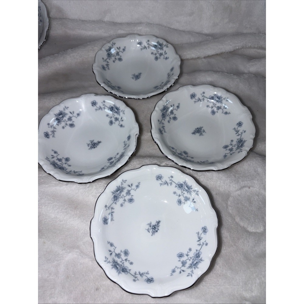 Johann Haviland Blue Garland Bavaria Germany Back stamp Fruit Bowl Set 4 Vtg 80s